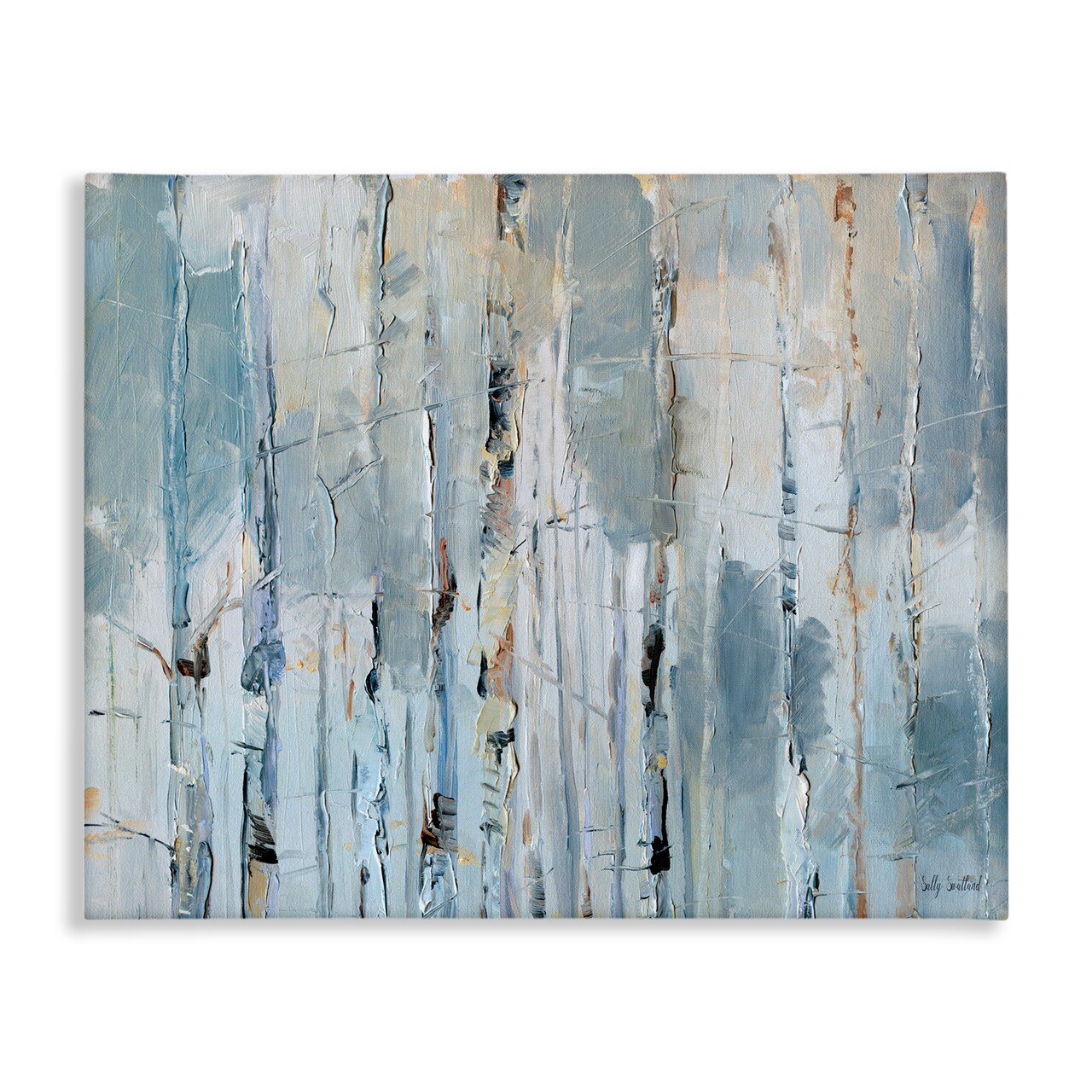 Stupell Industries Linear Abstract in Muted Blue Canvas By Sally Swatland
